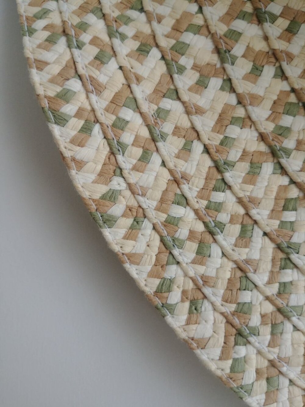 Floppy wide brim 100% paper woven straw hat cream tan brown green - Picture 2 of 14